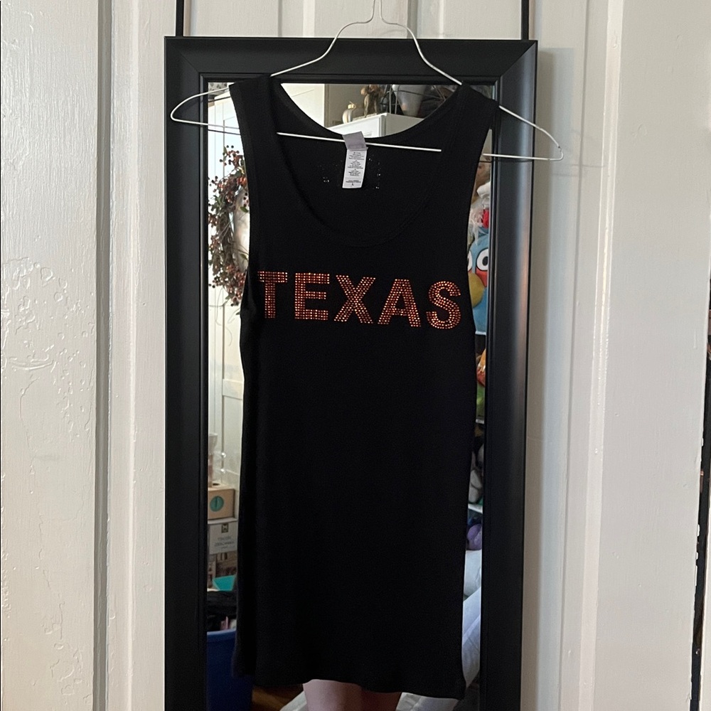Next Level Apparel Black Tank‎ Top with Orange Texas Print